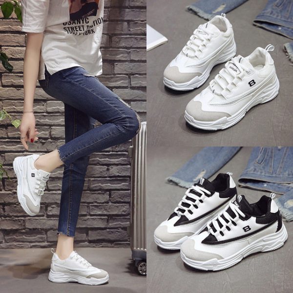 Old Shoes Women's Season New Muffin With Thick-soled Women's Shoes Sequins Tie Student Casual Shoes