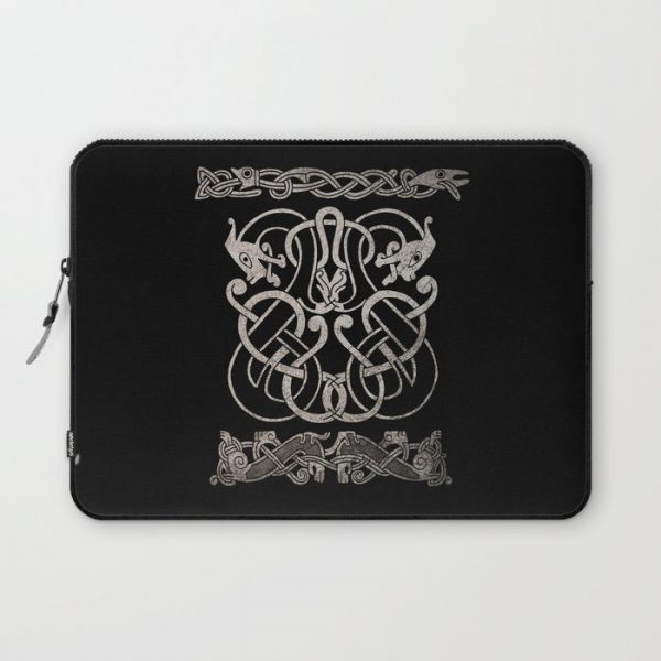 Old norse design - Two Jellinge-style entwined beasts originally carved on a rune stone in Gotland. Computer Cover by NatureSight - Laptop Sleeve - 13