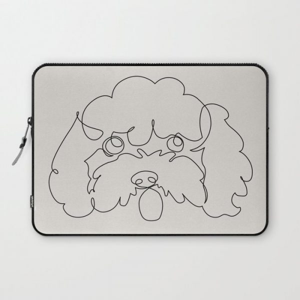 One Line Poodle Computer Cover by Huebucket - Laptop Sleeve - 13"