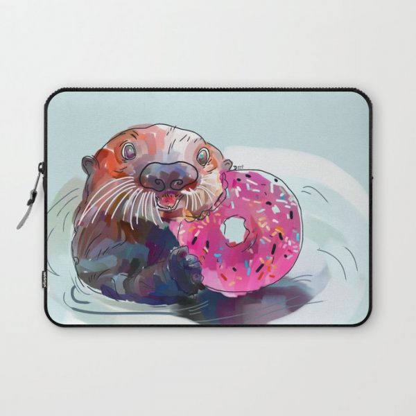 Otter Donut Computer Cover by donnadavisart - Laptop Sleeve - 13"