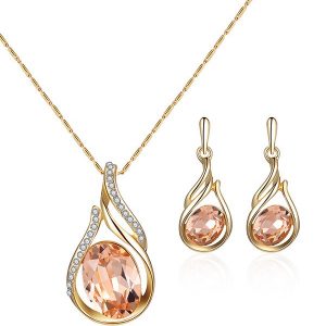 Oval Faux Crystal Teardrop Jewelry Set