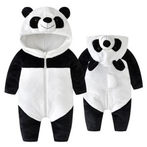 Panda Costume Toddler Halloween White Flannel Jumpsuit Kids