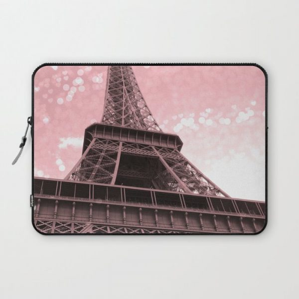 Paris Pink Eiffel Tower Computer Cover by Kathy Fornal - Laptop Sleeve - 13"