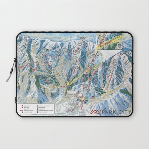 Park City Utah Trail Map Ski Snowboard Computer Cover by letourneau41 - Laptop Sleeve - 13"