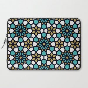 Persian Mosaic - Turquoise & Gold Palette Computer Cover by Cat Coquillette - Laptop Sleeve - 15"