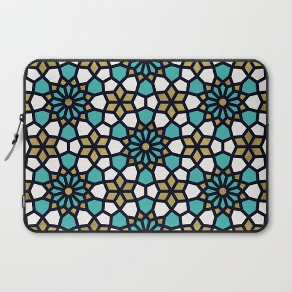 Persian Mosaic - Turquoise & Gold Palette Computer Cover by Cat Coquillette - Laptop Sleeve - 15"