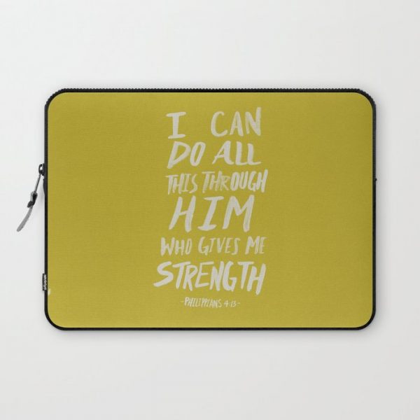 Philippians 4: 13 x Mustard Computer Cover by AnointedHome - Laptop Sleeve - 13"