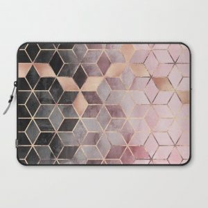 Pink And Grey Gradient Cubes Computer Cover by Elisabeth Fredriksson - Laptop Sleeve - 15"