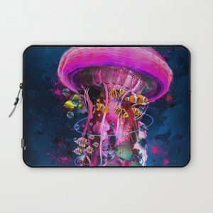 Pink Electric Jellyfish Computer Cover by Dave Loblaw - Laptop Sleeve - 13"