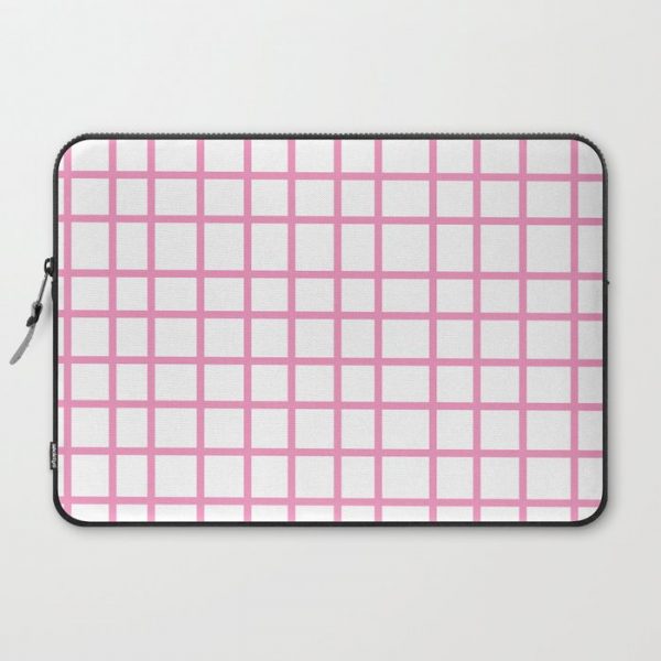 Pink Grid Computer Cover by ActNaturalArt - Laptop Sleeve - 15"