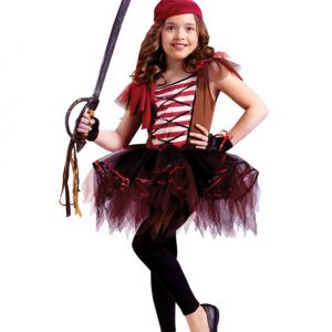 Pirate Costume Halloween Kids Deep Brown Dress Little Girls Costume Outfit