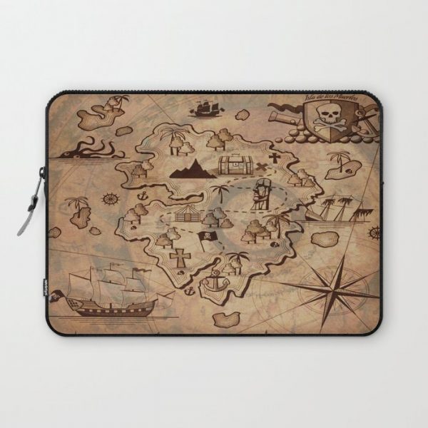 Pirate Map Computer Cover by FolkNFunky - Laptop Sleeve - 13"