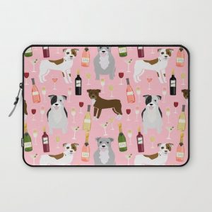 Pitbull wine champagne dog breed pet portrait pet friendly gifts for dog lovers Computer Cover by PetFriendly - Laptop Sleeve - 13"