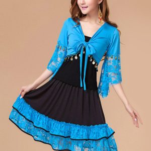 Pleated Great Silk Latin Dance Costume For Woman