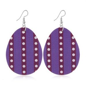 Polka Dot Purple Easter Plastic Earring Set - One Size