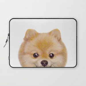 Pomeranian Dog illustration original painting print Computer Cover by MiartDesignCreation - Laptop Sleeve - 13"