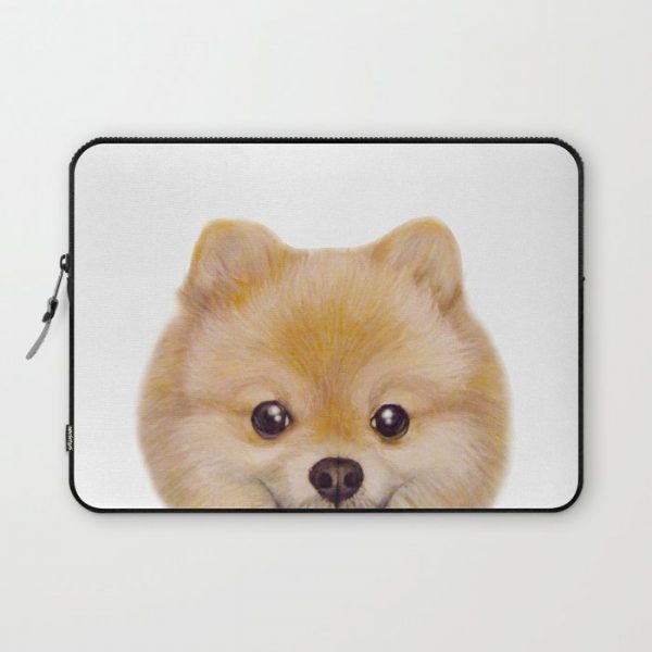 Pomeranian Dog illustration original painting print Computer Cover by MiartDesignCreation - Laptop Sleeve - 13"