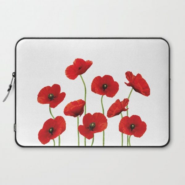 Poppies Field white background Computer Cover by Move-Art - Laptop Sleeve - 15"