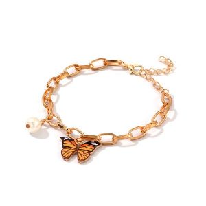 Punk Butterfly Pendant Chain Bracelet