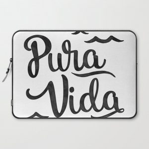 Pura Vida Costa Rica Waves in Black Computer Cover by Erin Morris - Laptop Sleeve - 15"