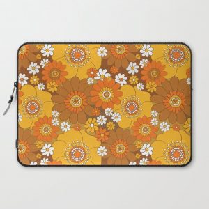 Pushing daisies Orange and brown Computer Cover by Yesterday People - Laptop Sleeve - 15"