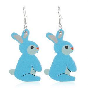 Rabbit Design Blue Plastic Earring Set - One Size