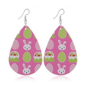 Rabbit Print Pink Plastic Earring Set - One Size