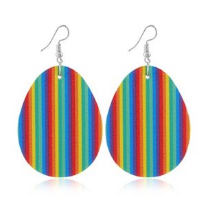 Rainbow Stripe Plastic Easter Earring Set - One Size