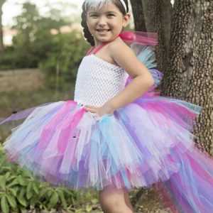 Rainbow Unicorn Dresses Baby Girls Asymmetrical Princess Kids Tutu Fancy Dress Halloween Costume