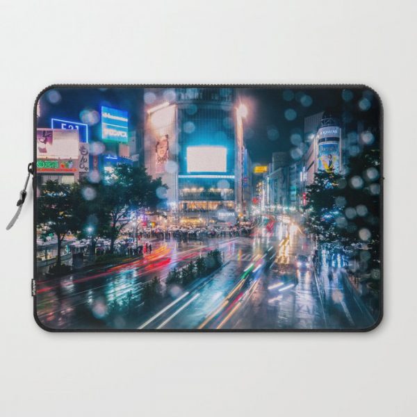 Rainy Night at Shibuyacrossing - throught the window Computer Cover by kt_pics - Laptop Sleeve - 15"