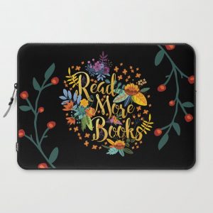 Read More Books - Black Floral Gold Computer Cover by Evie Seo - Laptop Sleeve - 15"