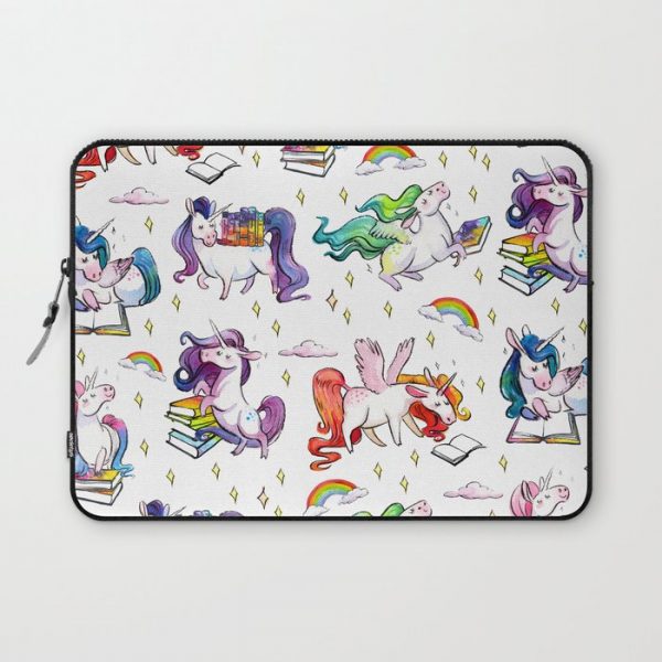 Reading Unicorn Pattern Computer Cover by Evie Seo - Laptop Sleeve - 13"