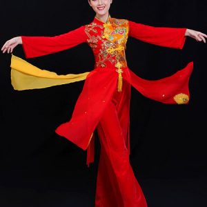 Red Chinese Costumes Embroidered Tassel Spring Festival Holidays Costumes