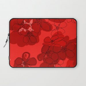 Red Geranium Computer Cover by Anna Karin Design and Illustration - Laptop Sleeve - 13"