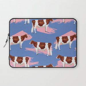 Red & White Holsteins - Pink Splash Computer Cover by Emma Caldwell - Laptop Sleeve - 13"