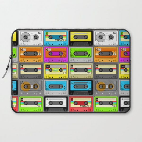 Retro 80s Cassette Tape Pattern Computer Cover by Jane Hazlewood - Laptop Sleeve - 15"