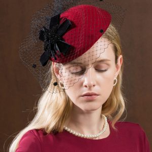 Retro Costume Fascinator Hat Black Lace Wool Flowers Women's Flapper Hat Costume Accessories Halloween