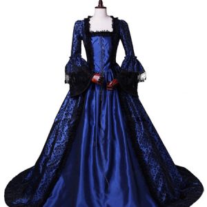 Retro Costume Halloween Baroque Women Victoria Dresses Burgundy Ball Gowns