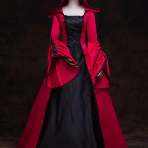 Retro Costume Victorian Dress Red Hooded Women Masquerade Ball Gowns Royal Vintage Costumes Halloween