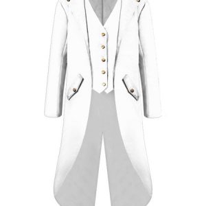 Retro Costumes For Man High Low Coat Button Up Vintage Tuxedo