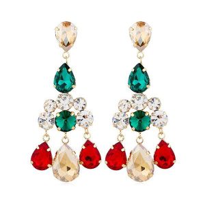 Rhinestoned Teardrop Chandelier Earrings