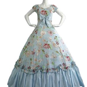 Rococo Retro Costumes Women Floral Print Marie Antoinette Costume Dress Vintage 18th Century Costume