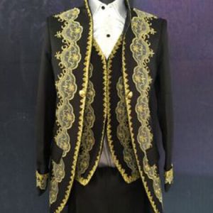 Rococo White Print Royal Court Synthetic Costumes For Men Halloween