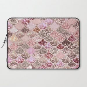 Rose Gold Blush Glitter Ombre Mermaid Scales Pattern Computer Cover by Better HOME - Laptop Sleeve - 15"