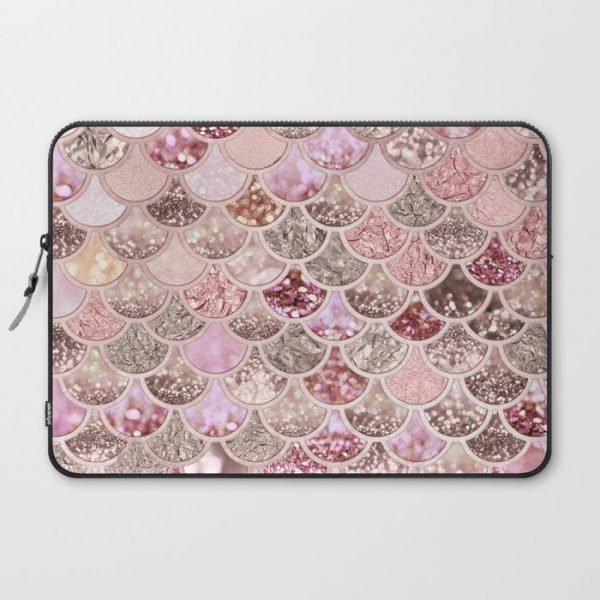 Rose Gold Blush Glitter Ombre Mermaid Scales Pattern Computer Cover by Better HOME - Laptop Sleeve - 15"