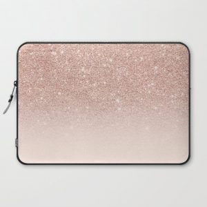 Rose gold faux glitter pink ombre color block Computer Cover by Girly Trend - Laptop Sleeve - 15"