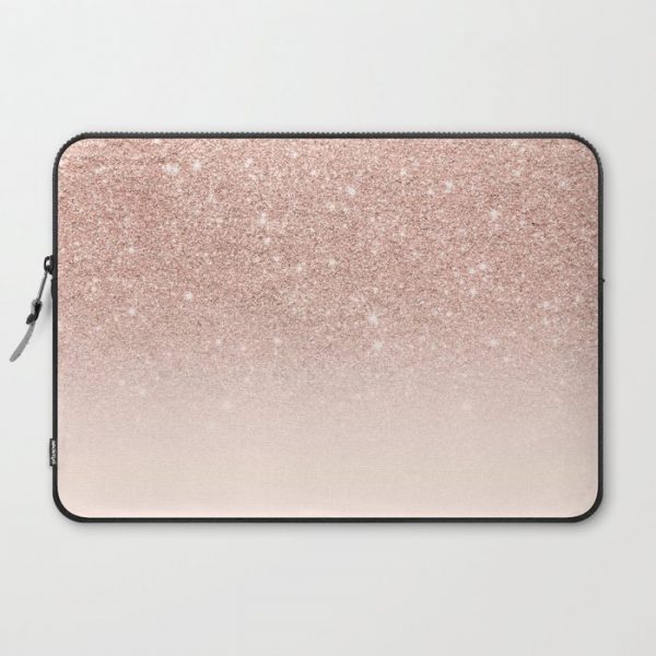 Rose gold faux glitter pink ombre color block Computer Cover by Girly Trend - Laptop Sleeve - 15"