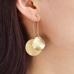 Round Disc Decoration Alloy Earrings