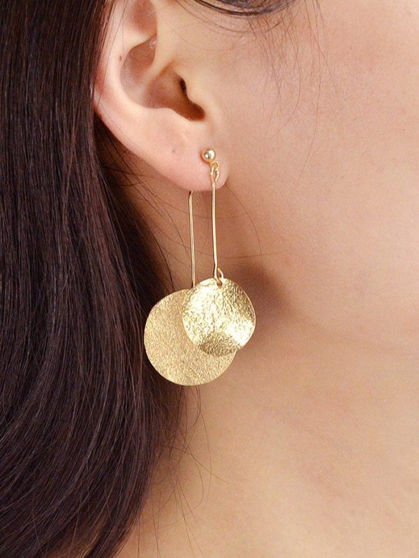 Round Disc Decoration Alloy Earrings