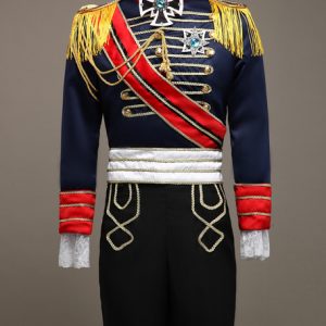 Royal Vintage Costume Men's European Retro Prince Charming Costume Outfit In Deep Blue Halloween